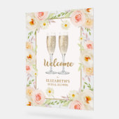 ブランチ&バブリーフローラブライダルシャワー歓迎 アクリルサイン (傾斜)