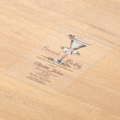 ブランチ&バブリーフローラマルティーニブライダルシャワー アクリル招待状 (レイダウン)