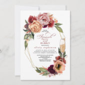 ブランチ&バブリーフローラモダン秋ブライダルシャワー 招待状 (正面)