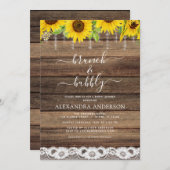 ブランチ&バブリーブライダルシャワーひまわり素朴 招待状 (正面/裏面)