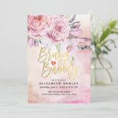 ブランチ&バブリーブライダルシャワーシックフローラフェザー 招待状 (スタンド正面)