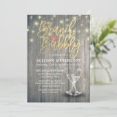 ブランチ&バブリーブライダルシャワーシャンパングラスウッド 招待状 (スタンド正面)
