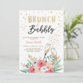 ブランチ&バブリーブライダルシャワーピンク金ゴールド 招待状 (スタンド正面)