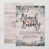 ブランチ&バブリーブライダルシャワーフローラ&ウ素朴ッド 招待状 (正面/裏面)