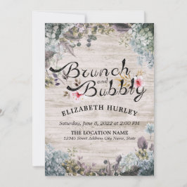 ブランチ&バブリーブライダルシャワーフローラ&ウ素朴ッド 招待状