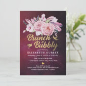 ブランチ&バブリーブライダルシャワーボホフローラフェザー 招待状 (スタンド正面)