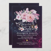 ブランチ&バブリーブライダルシャワーボホフローラフェザー 招待状 (正面/裏面)