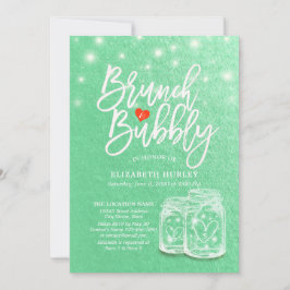 ブランチ&バブリーブライダルシャワーメイスンジャールグリーン金ゴールド 招待状