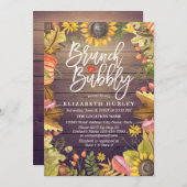 ブランチ&バブリーブライダルシャワーメープル葉パンプキン 招待状 (正面/裏面)