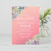 ブランチ&バブリーブライダルシャワー水色多肉質 招待状 (スタンド正面)