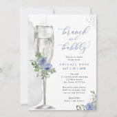 ブランチ&バブリーブルーシルバーフローラブライダルシャワー 招待状 (正面)