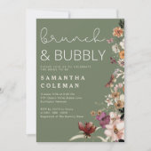 ブランチ&バブリーモダンスクリプトボホブライダルシャワー 招待状 (正面)