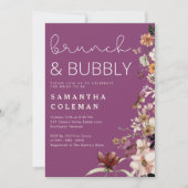 ブランチ&バブリーモダンスクリプトボホブライダルシャワー 招待状 (正面)