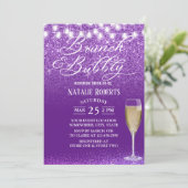 ブランチ&バブリーモダンパープルブライダルシャワー 招待状 (スタンド正面)
