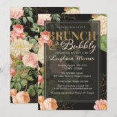 ブランチ&バブリーヴィンテージグリッターフローラシャワー 招待状 (正面/裏面)