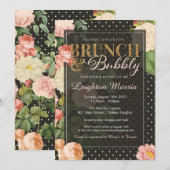 ブランチ&バブリーヴィンテージドットブライダルシャワー 招待状 (正面/裏面)