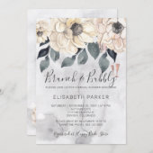 ブランチ&バブリー水カラーフローラブライダルシャワー 招待状 (正面/裏面)