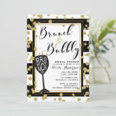 ブランチ&バブリー白黒ストライプ金ゴールド紙吹雪 招待状 (スタンド正面)