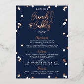 ブランチ&バブリー紙吹雪ブライダルシャワーメニューカード 箔招待状 (正面)