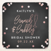 ブランチ&バブリー紙吹雪ブライダルシャワー スクエアペーパーコースター (正面)