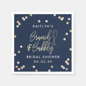 ブランチ&バブリー紙吹雪ブライダルシャワー スタンダードカクテルナプキン (正面)