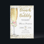 ブランチ&バブリー誕生日ピンクフローラ招待状 招待状<br><div class="desc">ブランチ&バブリー誕生日フローラ招待状。黒い背景にピンクと金ゴールドの花が付いており、どのような場合にも最適です。</div>
