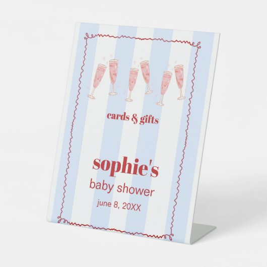 ブランチ&バブリー赤ちゃんシャワーカード&ギフトサイン 台座サイン (正面)