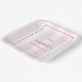 ブランチ&バブリー赤とピンクのレトロ波形 ペーパープレート (傾斜あり)