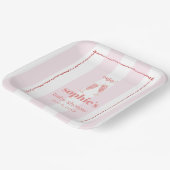 ブランチ&バブリー赤とピンクのレトロ波形 ペーパープレート (傾斜あり)