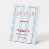 ブランチ&バブリー赤と青の波状ウェルカムサイン 台座サイン (正面)