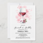 ブランチ&バブリー赤ワイングラスブライダルシャワー 招待状 (正面)