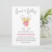 ブランチ&バブリー赤面ピンクフローラブライダルシャワー 招待状 (スタンド正面)