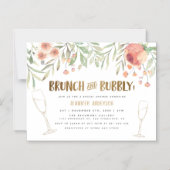 ブランチ&バブリー金ゴールドグリッター赤面ブライダルシャワー マグネット招待状 (正面)