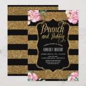ブランチ&バブリー金ゴールドフローラブライダルシャワー 招待状 (正面/裏面)