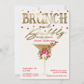 ブランチ&バブリー金ゴールドレッドホリデイブライダルシャワー 招待状 (正面)