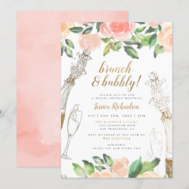 ブランチ&バブリー | シャンパンフローラブライダルシャワー 招待状