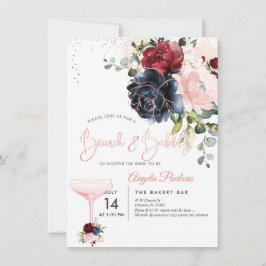 ブランチ・バブリー・ネイビー・ブルゴーニュ・赤面H2フラワーズ 招待状