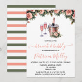 ブランチ&バブリー、ピンク&グリーンバラ、ブライダルシャワー 招待状 (正面/裏面)