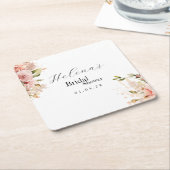 ブランチ&バブルコースター | ブライダルシャワーフローラ スクエアペーパーコースター (アングル)