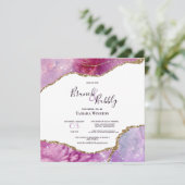 ブランチ&バブルピンクパープル金ゴールドアゲートシャワー 招待状 (スタンド正面)