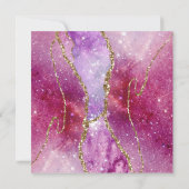 ブランチ&バブルピンクパープル金ゴールドアゲートシャワー 招待状 (裏面)