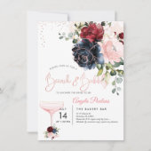 ブランチ バブルリー ネイビー バーガンディー ブラッシュ H2 フラワーズ 招待状 (正面)