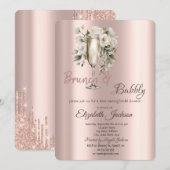 ブランチ & バブルリー ホワイト ローズ ドリップス ブライダル シャワー 招待状 (正面/裏面)