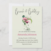 ブランチ&バブーブリーピンクグリーンフローラブライダルシャワー 招待状 (正面)