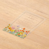 ブランチ&バブーブリーボホワイルドフラワーズブライダルシャワー アクリル招待状 (レイダウン)