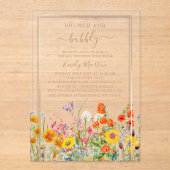 ブランチ&バブーブリーボホワイルドフラワーズブライダルシャワー アクリル招待状 (正面)