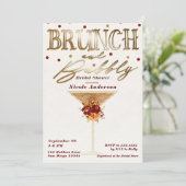 ブランチ&バブーブリーワイン金ゴールドレッド秋ブライダルシャワー 招待状 (スタンド正面)