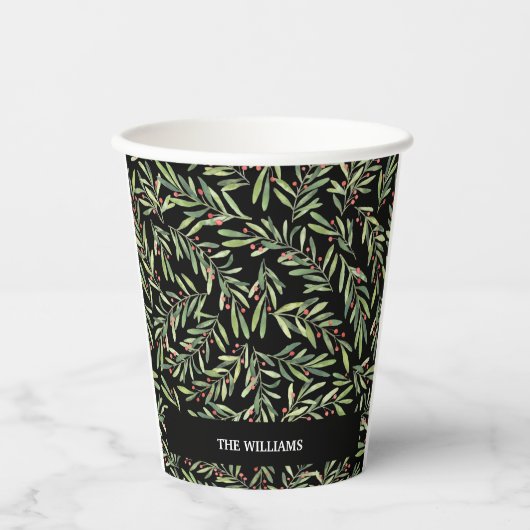 ブランチ&ベリーオンブラックホリデークリスマス 紙コップ (正面)