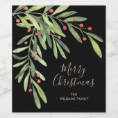 ブランチ ベリー クリスマス ホリデー ブラック ワインラベル (シングルラベル)
