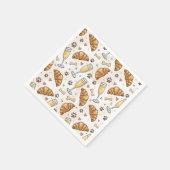 ブランチ&ポーズナプキンス – クロワッサンツとミモサス スタンダードカクテルナプキン (角)